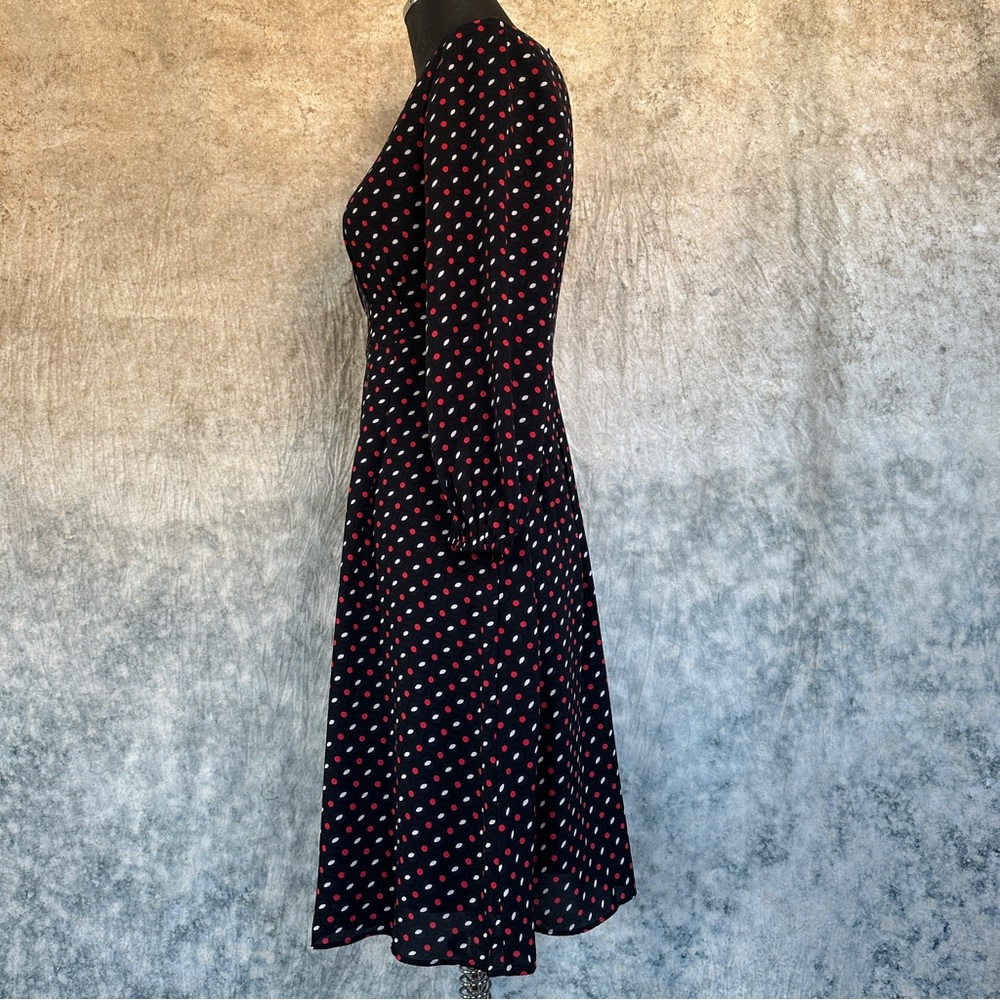 Ann Taylor Black and Red Polka Dot Long Sleeve Dress - Picture 2 of 11